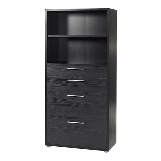 Prax 4 Shelves 2 Drawers Office Storage Cabinet In Black_2