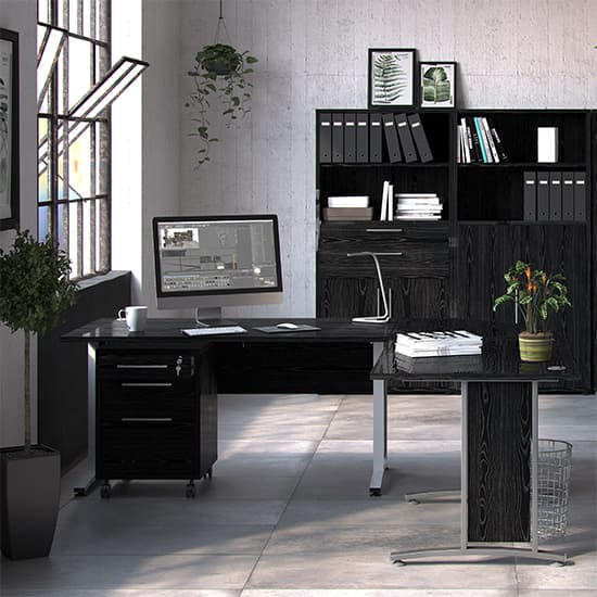 Prax 4 Shelves 2 Drawers Office Storage Cabinet In Black_4
