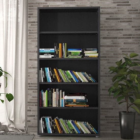 Prax Wooden 4 Shelves Home And Office Bookcase In Black_1
