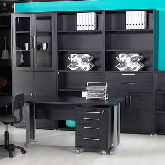 Prax 5 Shelves 2 Drawers Office Storage Cabinet In Black_6