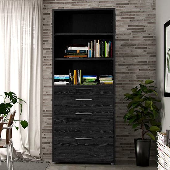 Prax 5 Shelves 2 Drawers Office Storage Cabinet In Black_1
