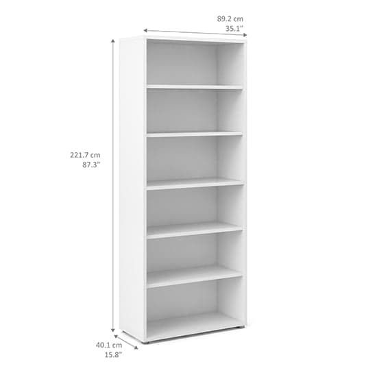 Prax 5 Shelves Home And Office Bookcase In White_5