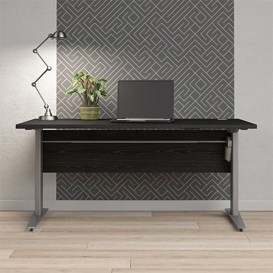 Prax Electric 150cm Computer Desk In Black With Silver Grey Legs_1