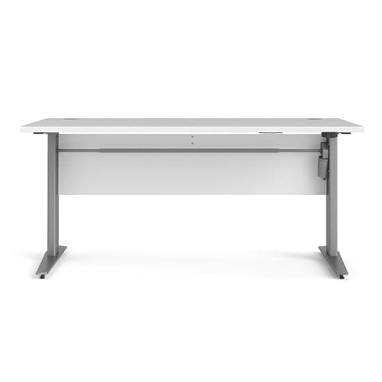Prax Electric 150cm Computer Desk In White With Silver Grey Legs_3
