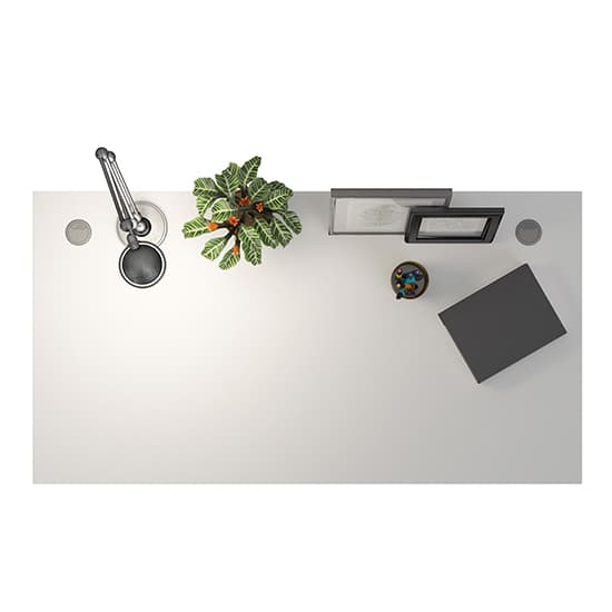 Prax Electric 150cm Computer Desk In White With Silver Grey Legs_7