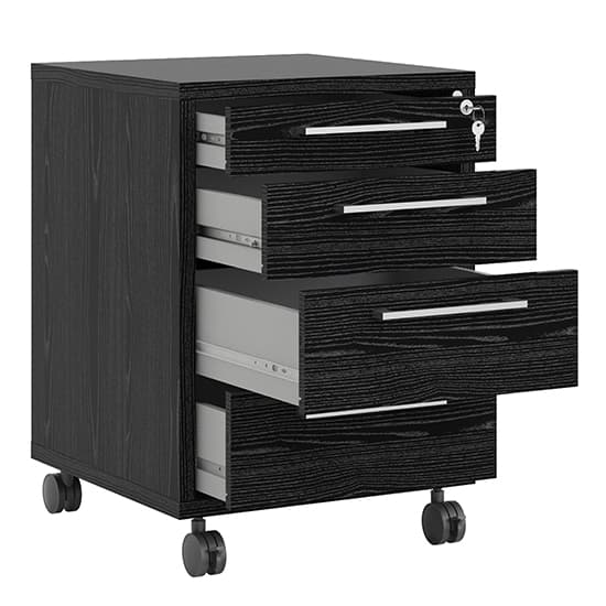 Prax Mobile Office Pedestal In Black With 4 Drawers_3
