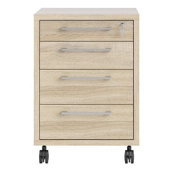 Prax Mobile Office Pedestal In Oak With 4 Drawers_3