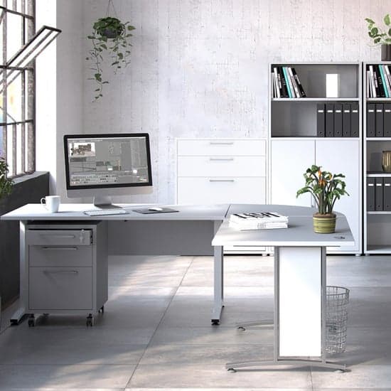 Prax Wooden Office Storage Cabinet With 4 Drawers In White_5