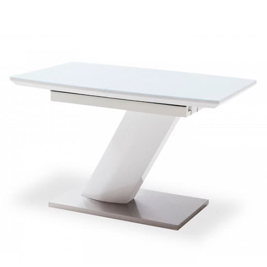Preda Small Extendable Glass Dining Table In White High Gloss_2