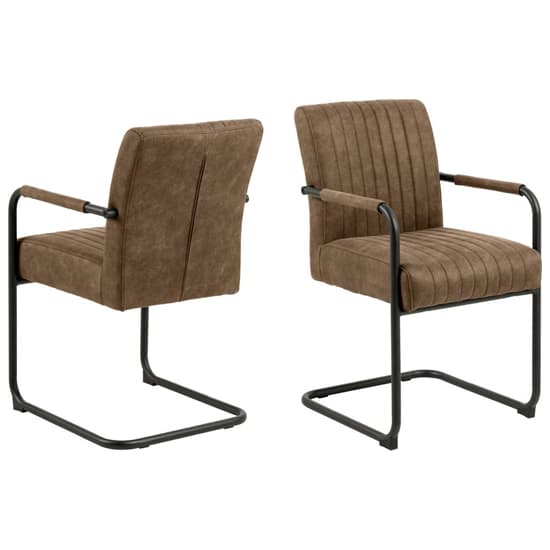 Preston Light Brown Fabric Dining Chairs In Pair_1