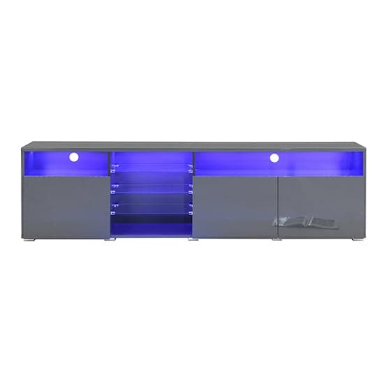 Prieto High Gloss TV Stand Sideboard In Grey With LED Lights_3