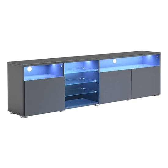 Prieto High Gloss TV Stand Sideboard In Grey With LED Lights_8