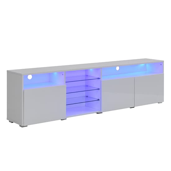 Prieto High Gloss TV Stand Sideboard In White With LED Lights_10