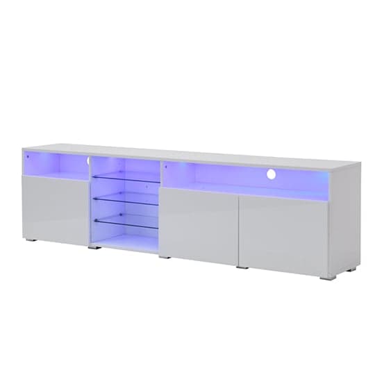 Prieto High Gloss TV Stand Sideboard In White With LED Lights_3