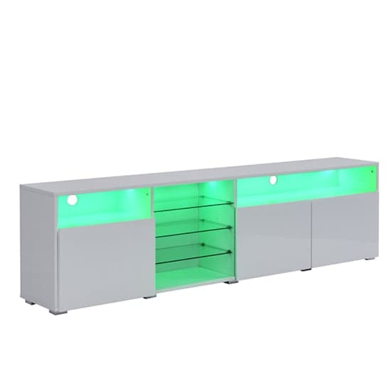 Prieto High Gloss TV Stand Sideboard In White With LED Lights_8