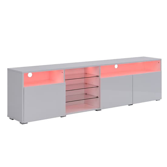 Prieto High Gloss TV Stand Sideboard In White With LED Lights_9