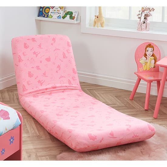 Princess Childrens Fabric Fold Out Bed Chair In Pink_2