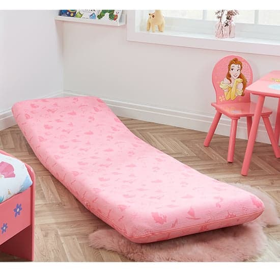 Princess Childrens Fabric Fold Out Bed Chair In Pink_4