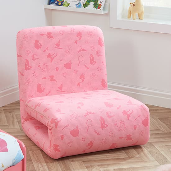 Princess Childrens Fabric Fold Out Bed Chair In Pink Furniture in Fashion