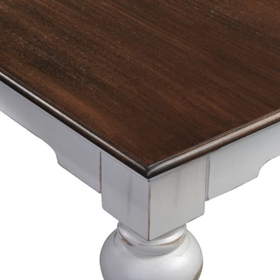 Provik Wooden Dining Table In White Distress And Deep Brown_3