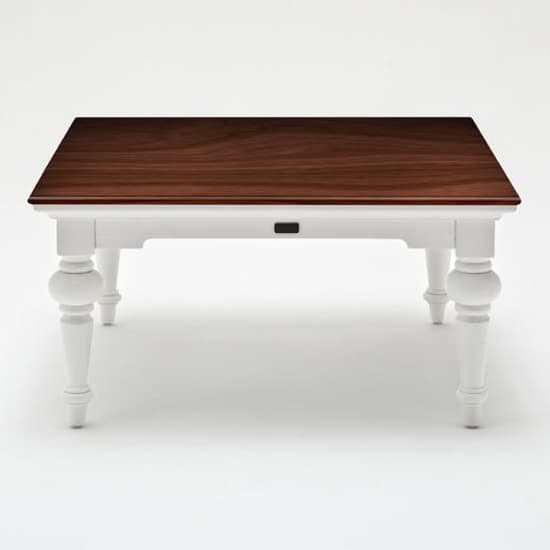 Provik Square Coffee Table In White Distress And Deep Brown_3