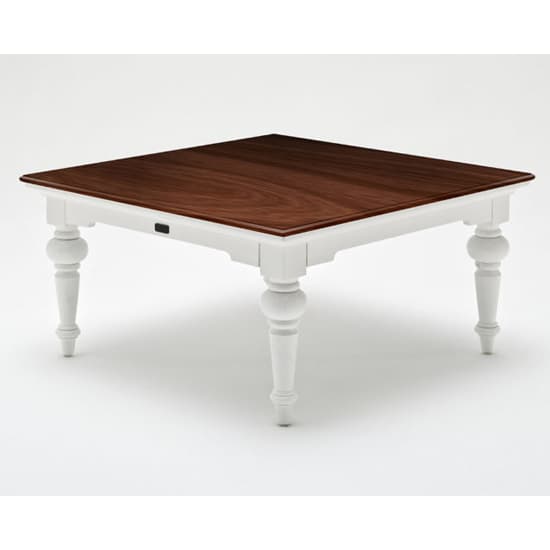 Provik Square Coffee Table In White Distress And Deep Brown_4
