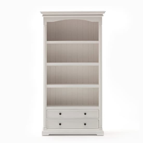 Proviko Wooden Bookcase With 2 Drawers In Classic White_2