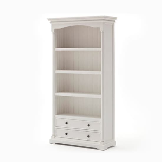 Proviko Wooden Bookcase With 2 Drawers In Classic White_3