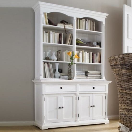 Proviko Wooden Bookshelf Hutch Cabinet In Classic White_1
