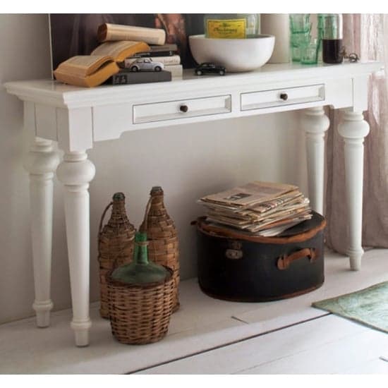 Proviko Wooden Console Table In Classic White_1