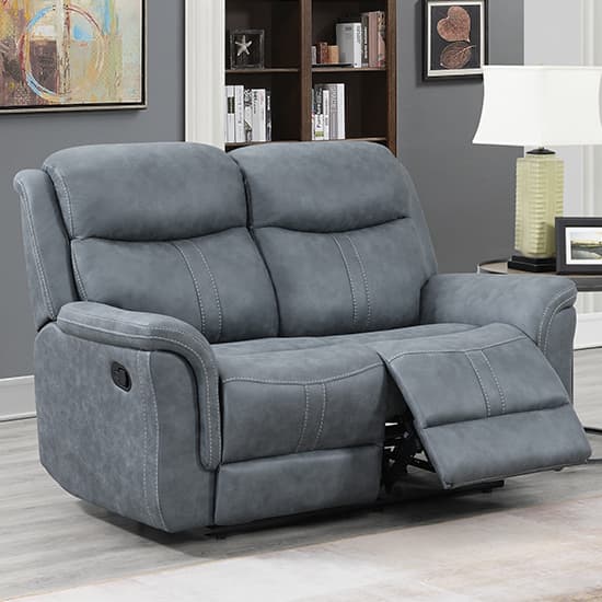 Proxima Manual Fabric Recliner 2 Seater Sofa In Slate Grey_1