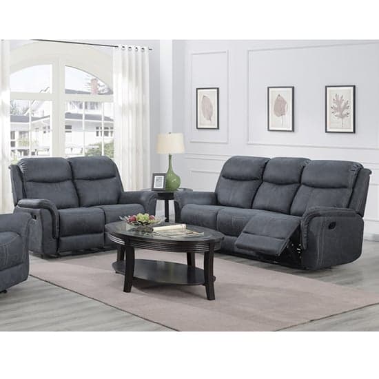 Proxima Manual Fabric Recliner 3+2 Sofa Set In Slate Grey_1
