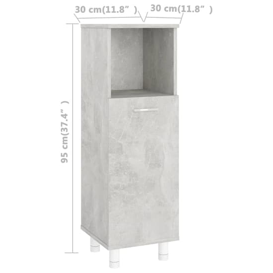 Pueblo Bathroom Storage Cabinet With 1 Door In Concrete Effect_4