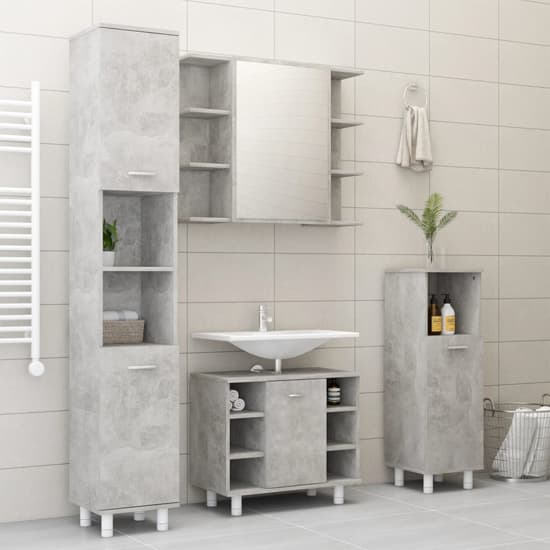Pueblo Bathroom Storage Cabinet With 1 Door In Concrete Effect_5