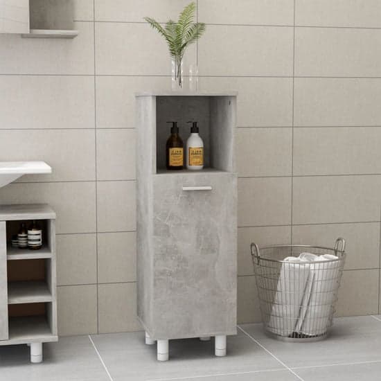 Pueblo Bathroom Storage Cabinet With 1 Door In Concrete Effect_1