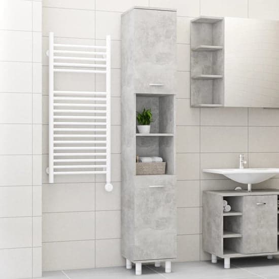 Pueblo Bathroom Storage Cabinet With 2 Doors In Concrete Effect_1