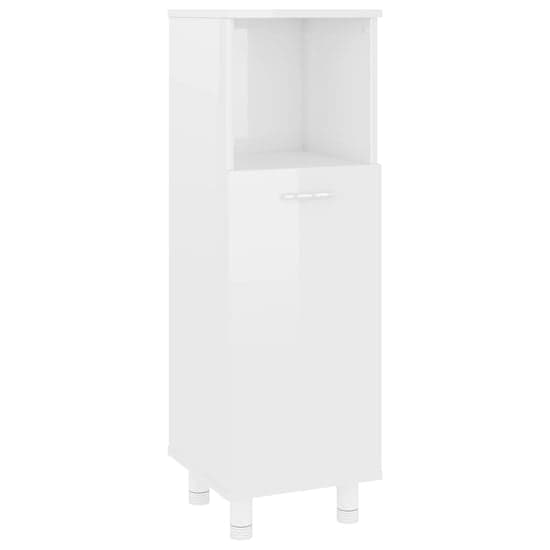 Pueblo Gloss Bathroom Storage Cabinet With 1 Door In White_2