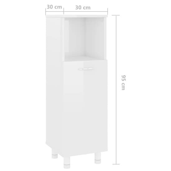 Pueblo Gloss Bathroom Storage Cabinet With 1 Door In White_4
