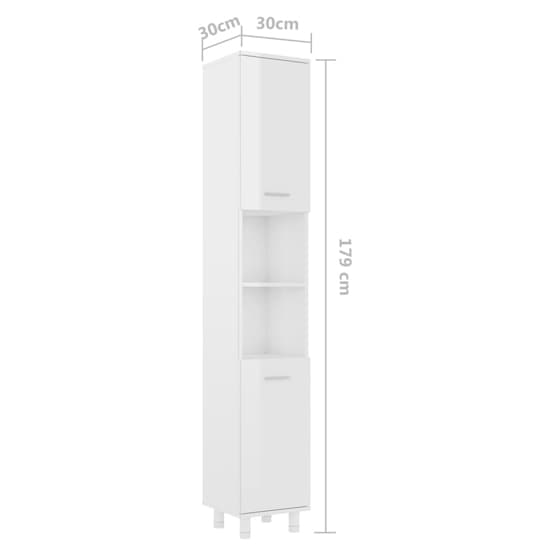 Pueblo Gloss Bathroom Storage Cabinet With 2 Doors In White_4