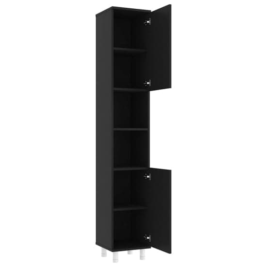 Pueblo Wooden Bathroom Storage With 2 Doors In Black