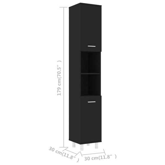 Pueblo Wooden Bathroom Storage Cabinet With 2 Doors In Black_4