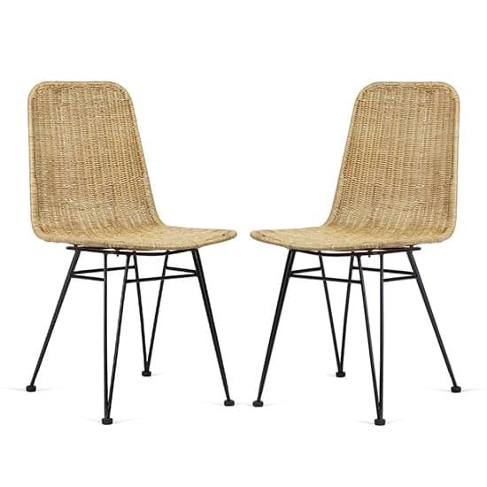 Puqi Natural Rattan Dining Chairs In Pair_1