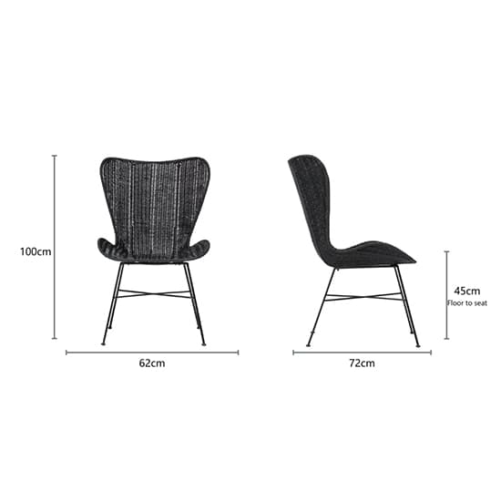 Puqi Rattan Wing Accent Chair In Black_4