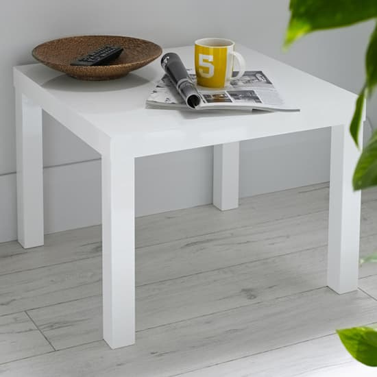 Purer High Gloss End Table In White