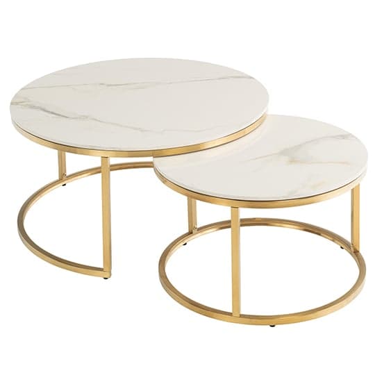 Pyper High Gloss Set Of 2 Marble Coffee Tables In Kass Gold_1