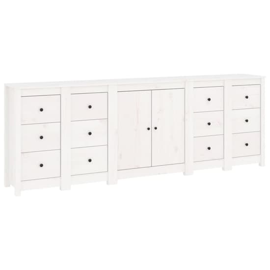 Qabil Pine Wood Sideboard With 2 Doors 12 Drawers In White_3