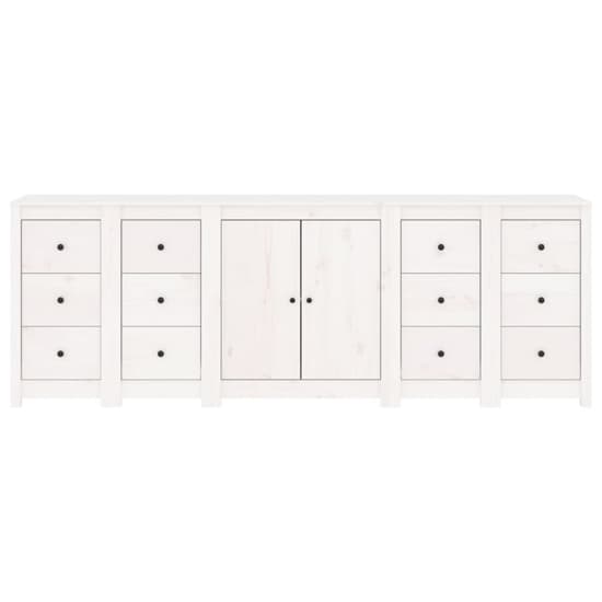 Qabil Pine Wood Sideboard With 2 Doors 12 Drawers In White_4