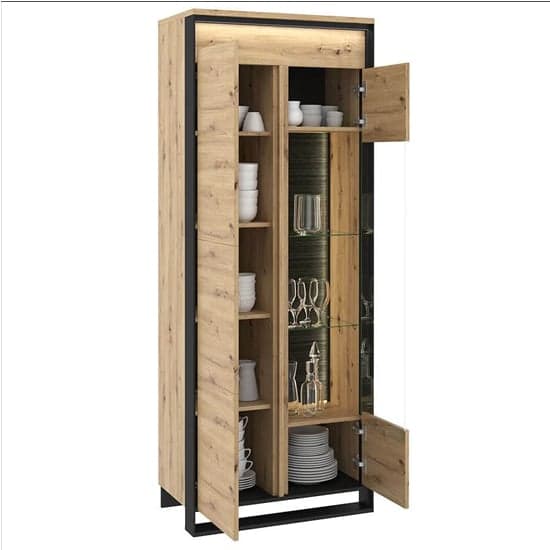 Qesso Display Cabinet Tall 2 Doors In Artisan Oak With LED_2