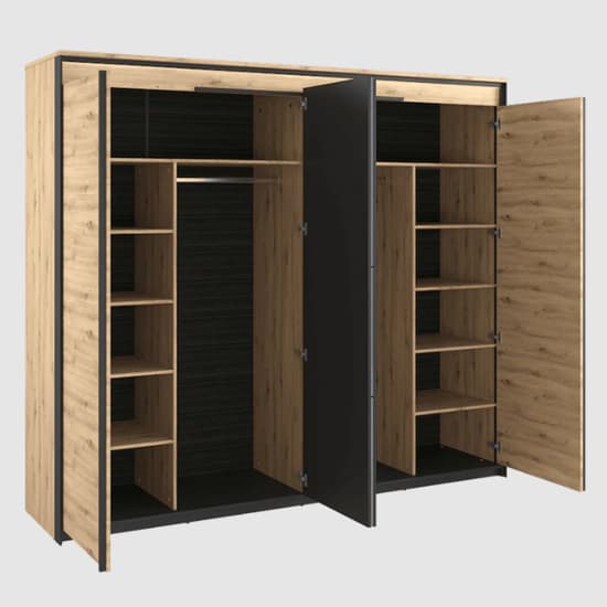 Qesso Mirrored Wardrobe 2 Hinged Doors In Artisan Oak With LED_3