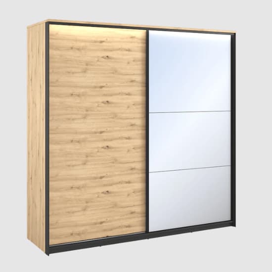 Qesso Mirrored Wardrobe 2 Sliding Doors In Artisan Oak With LED_2